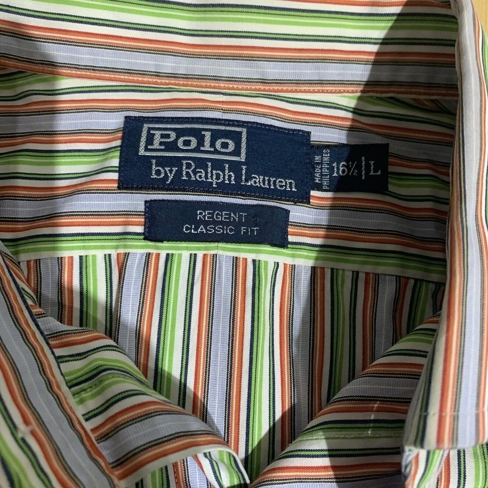 POLO Ralph Lauren VTG 90s Y2k Shirt Mens 16.5 /L Stripe Regent Classic thumbnail 4
