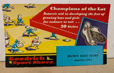 Vintage Goodrich Sport Shoes Blotter Brown Shoe Store Creston Iowa IA Champions 