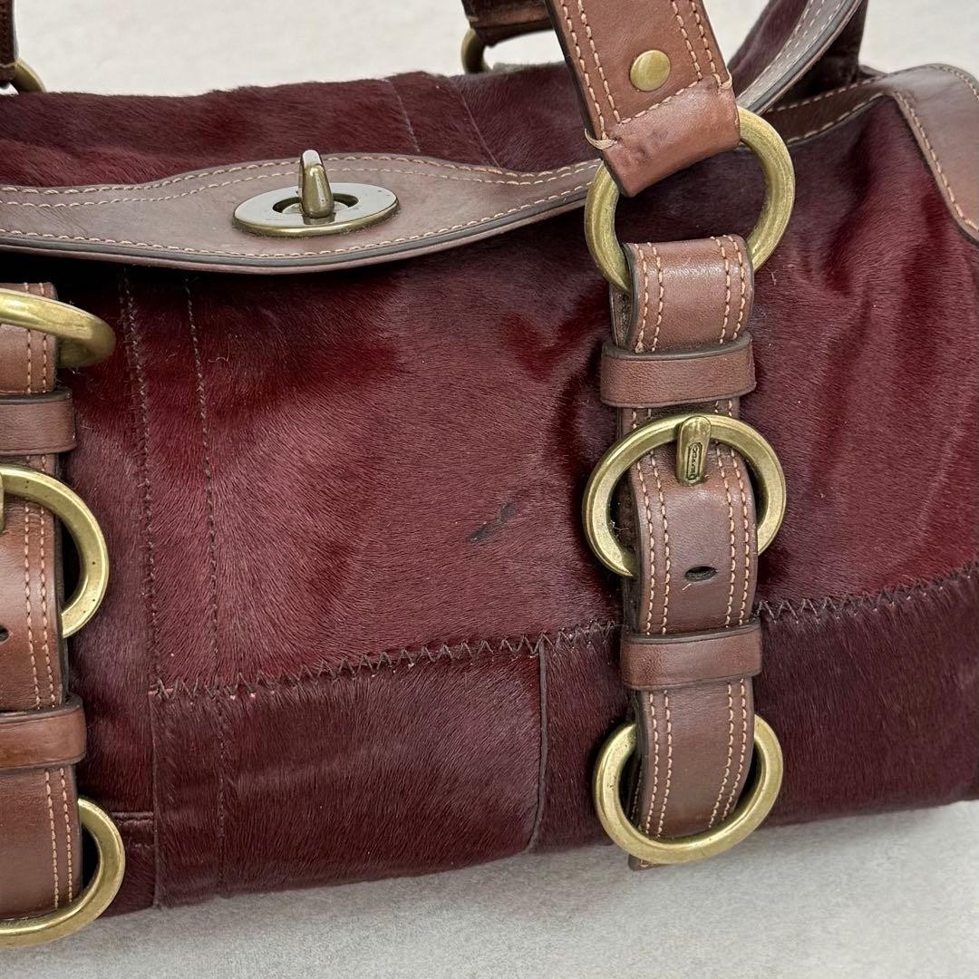 COACH Chelsea Satchel Hand Bag Turn Lock Pony Haircalf Leather Good Condition thumbnail 6