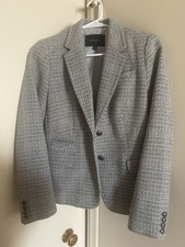 BANANA REPUBLIC Basket Weave Academy Tweed Blazer - Women's Size 6 - Light Gray