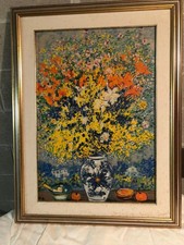 Michele Cascella, Vaso di Fiori, Dipinto su Tela,  Firmato, Prova d’autore