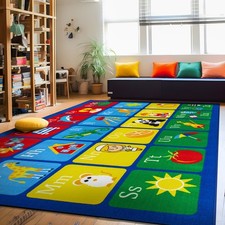 Rugshop Kids Area Rug Kids Alphabet Educational Learning Non Slip Playroom Rug