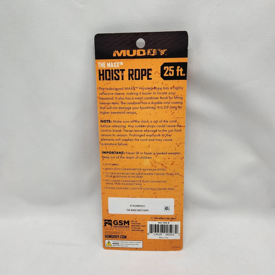 Muddy The Maxx 25' Hoist Rope Highly Reflective Hunting Deer Bow Rifle Hook New - Image 4 of 4