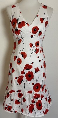 Spense Damen Sommer Kleid Mit Rüsche Ärmellos Weiß Mit Blumen   Gr.10 /36