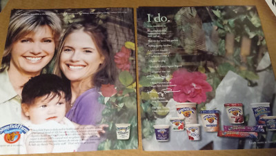 2001 print ad - Olivia Newton-John & Kelly Preston -Stonyfield Farm advertising