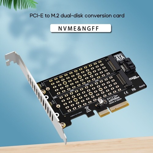 M.2 NVMe SSD to PCIE Sata Dual-disk Adapter Expansion Card Supports M-Key B-Key - Afbeelding 3 van 7