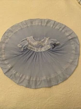 Vintage Dress Baby Girls Blue Full Circle Party Lace ribbon accordion, please