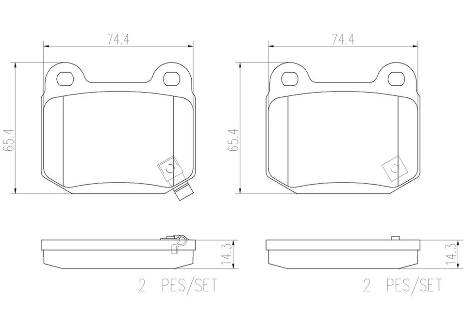 Pastilhas de freio dianteiras e traseiras de cerâmica Brembo NAO conjunto de 4 para 2004-2017 Subaru WRX STi - Imagem 3 de 4
