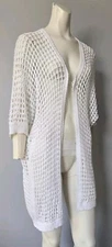 Gigi Moda Long Crotched Open Sweater Top Women's One Size Made In Italy White