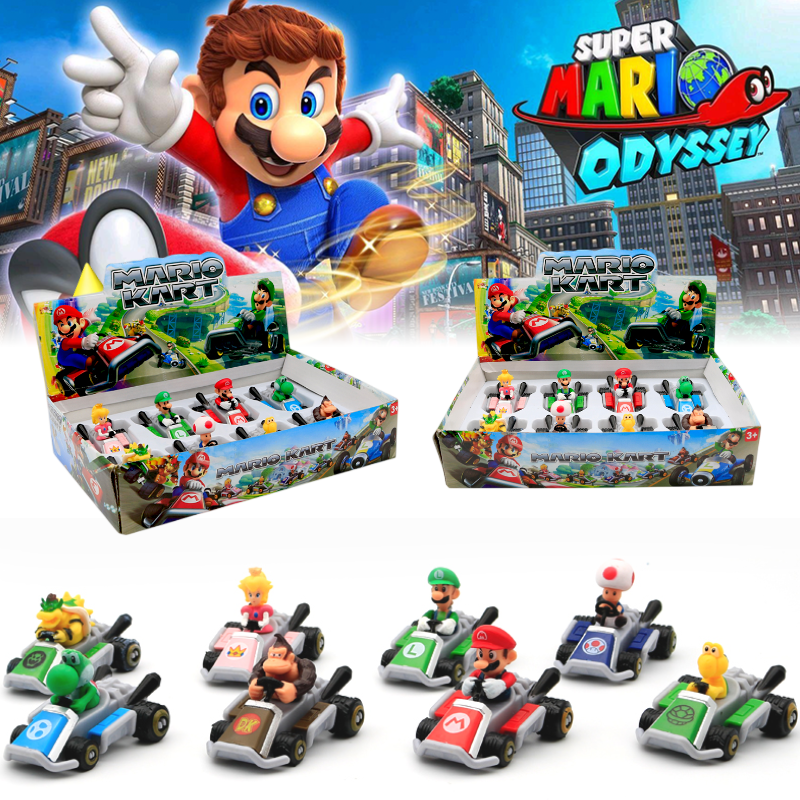 8Pcs Super Mario Racing Cars Set Competitive Game Kart Toys Princess