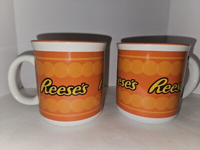 Reese's Peanut Butter Cup Coffee Mugs Galerie Set Of Two Mugs Cups- VERY NICE 