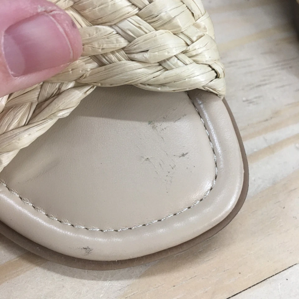 Sandalias Nine West para mujer 7 M deslizables correa plana cómoda tejida beige Foto 4 de 4