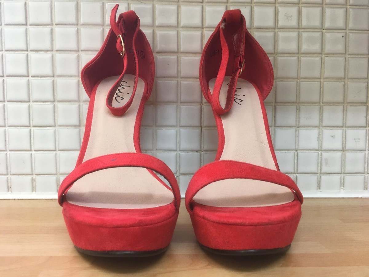 Boohoo Maddison Platform Part Heel Shoes Sandals Size 3/36 NEW* RRP  Red