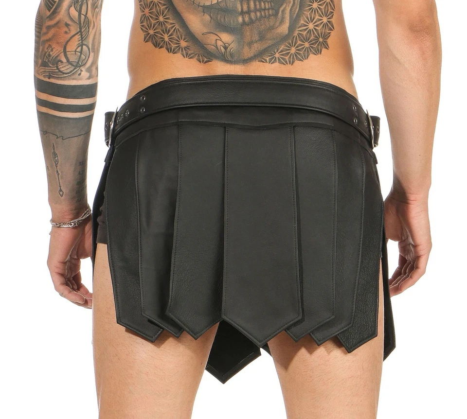 XS-3XL Falda Medieval Kilt Cuero Real 1 Hebillas de Cinturón Un Legionario Ropa de Club Foto 3 de 4
