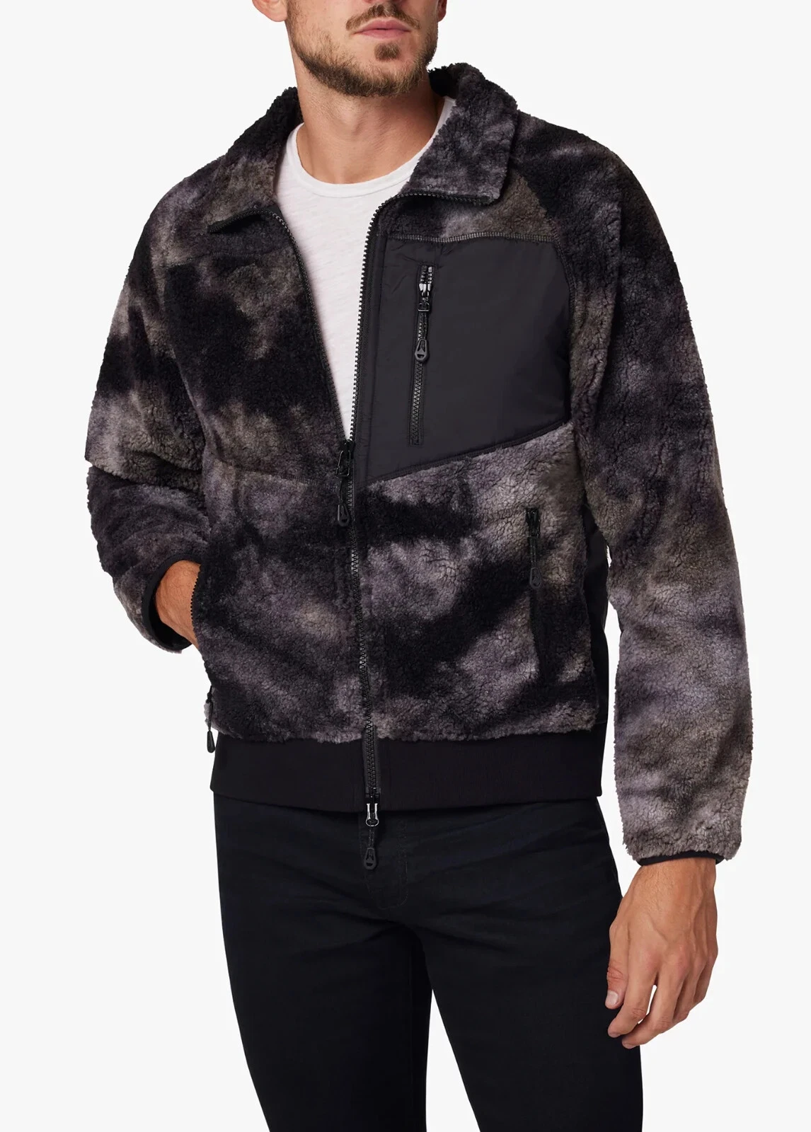 Joe’s Jeans X1815 Mens Grey Stretch Limo Tie-Dye Fleece Jacket Size XXL