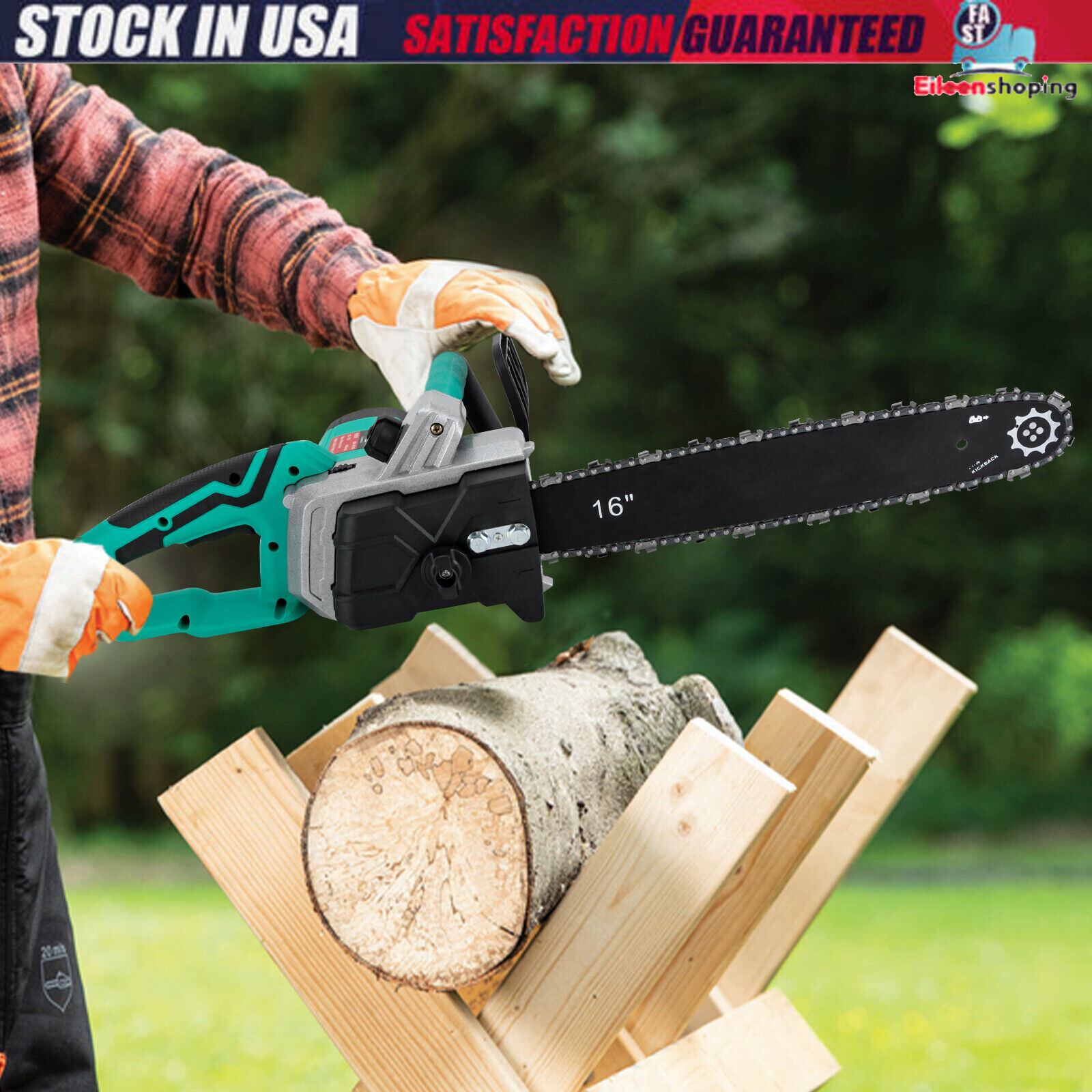 16 inch Handheld Electric Chainsaw Chain Saw 1600W Battery Power | US Stock