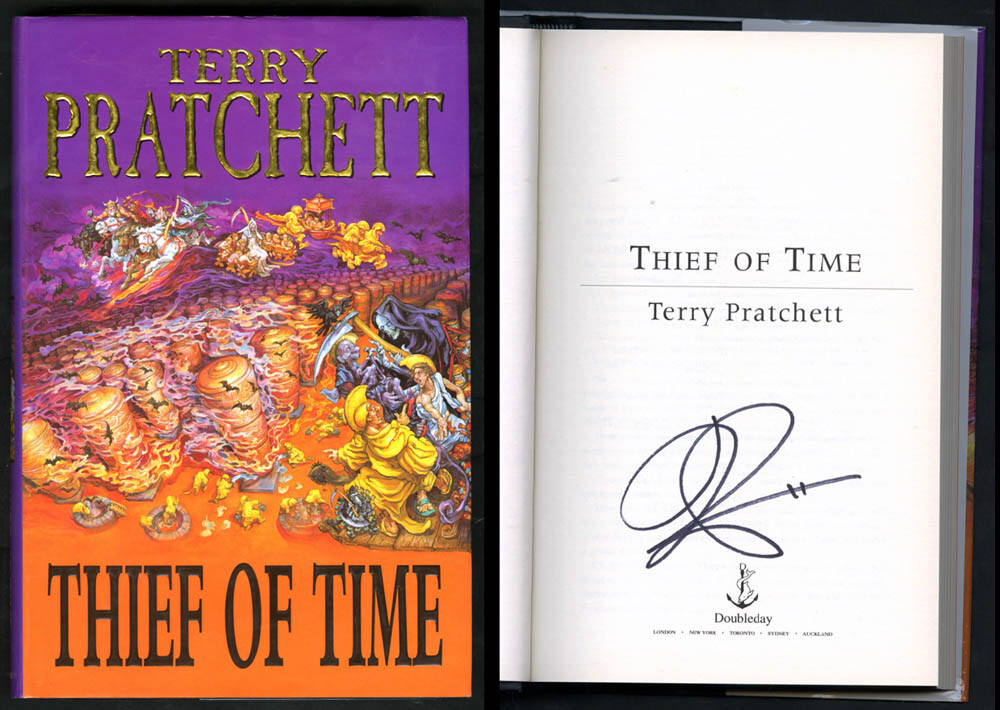 Terry Pratchett SIGNED Thief Of Time HC 1st Edition Pr PSA