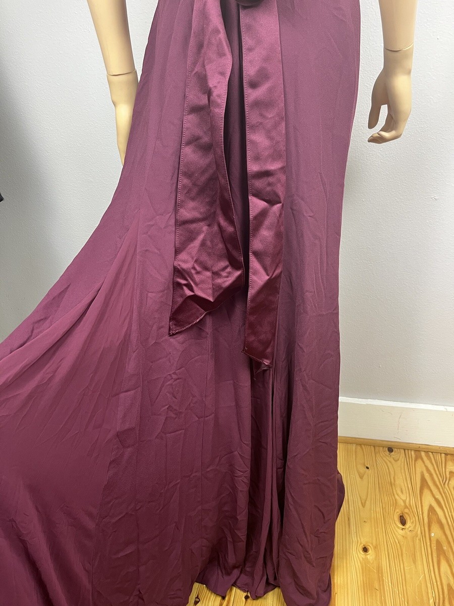 chinese dress ladies V Neck Plunge Crepe Bridesmaid Dress - Sage