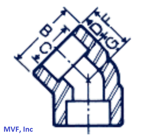 2" 6000# Socket-Weld 45° Elbow A105 Forged Steel Pipe Fitting <FS020932 - Picture 3 of 4