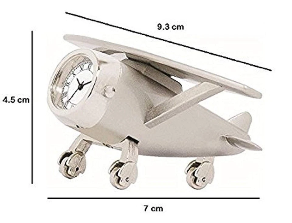 Table Clock with Rotating Wheels,Antique Metal Airplane Design Paper Weight. - Image 3 of 4