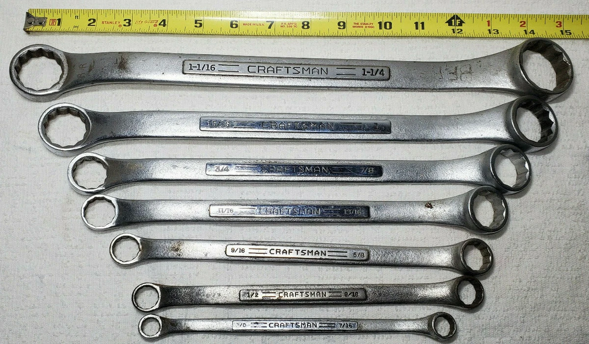 VINTAGE CRAFTSMAN V SERIES 7 PC DOUBLE BOX END OFFSET WRENCH SET 3 8