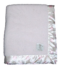 Little Giraffe Pink Polka Dot Chenille Satin Trim Baby Blanket Security 30x35"