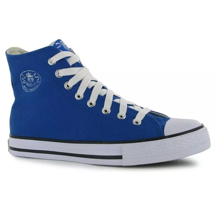 DUNLOP BLUE WHITE RETRO CANVAS HI TOP BASEBALL BASKETBALL BOOTS TRAINERS UK 6