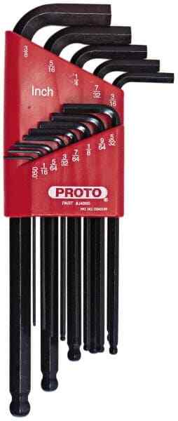 Proto J4995 13 Piece Carbon Steel Hex Key Set, L-Key Ball End