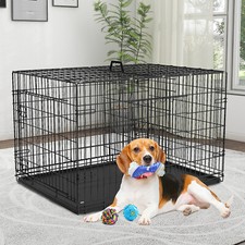 48" Extra Large Dog Crate Kennel w/ 2 Doors Tray Folding Pet Cage Kennels XXL