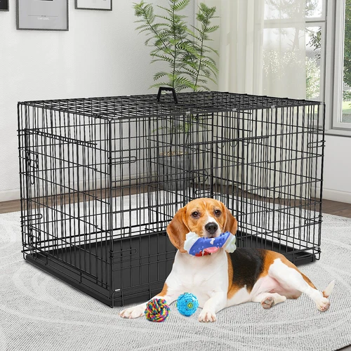 48 "كأس كلب كبير جدًا بيت مع بابين وقفص حيوان أليف قابل للطي Kennels XXL