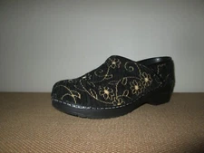 Women's SANITA Dansko Black Floral Tapestry Professional Clogs Sz 42; 10.5 - 11