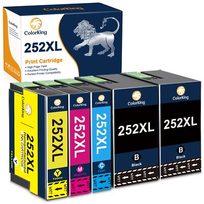 Printer Ink Cartridge For Epson 252XL Fits WorkForce WF-3620 3640 7710 7720