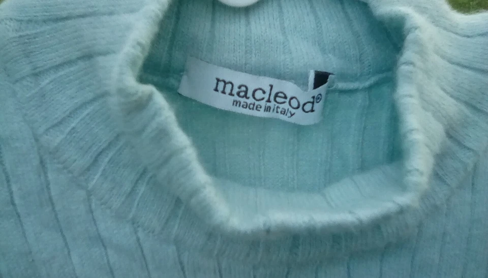 Macleod Italiano Nuevo sin Etiquetas Niñas Cuello Simulado Azul Manga Corta Suéter Top Mezcla Cachemira Foto 3 de 3