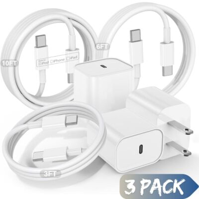 3 Pack 20W Fast Charger Type C Charging Cord USB-C Cable For iPhone 15 16 17 Air