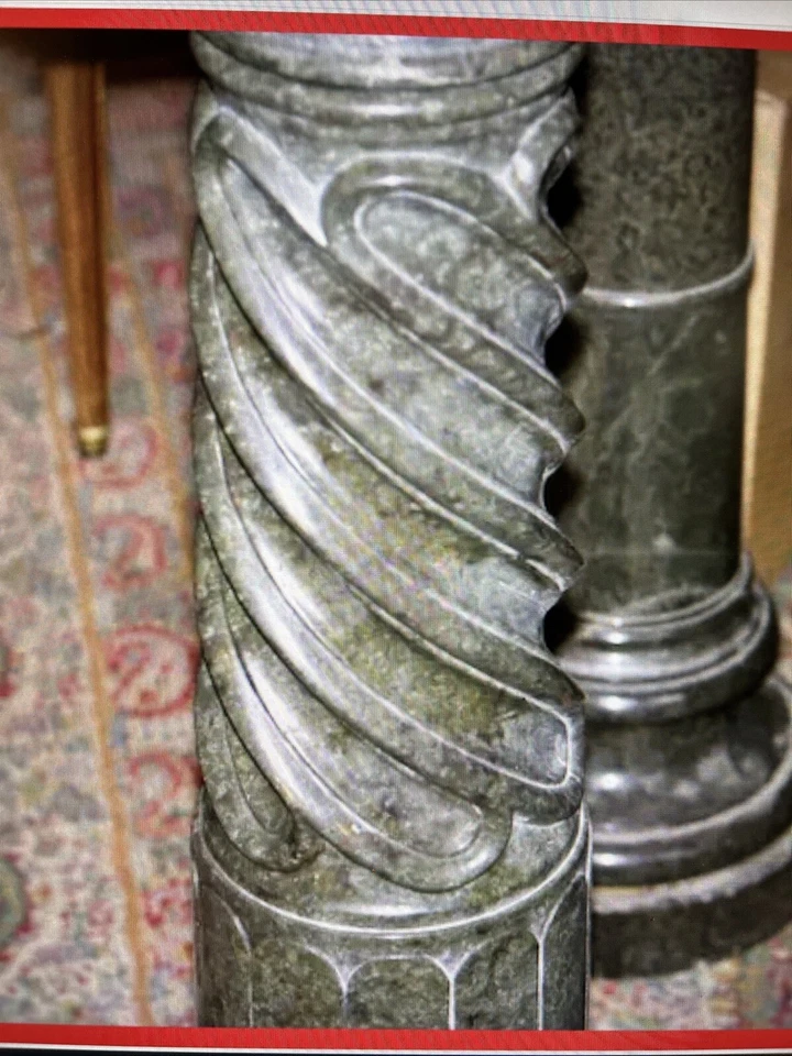 COLUMNA PEDESTAL TALLADA A MANO GRANITO VERDE ANTIGUO SIGLO XIX Foto 4 de 4