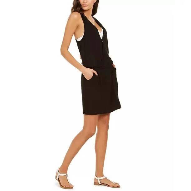 Calvin Klein Women's Black Surplice Racerback Swim Cover-Up Tunic Dress ...