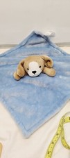 Carters Blue  Brown Puppy Dog Plush Baby Lovey Security Blanket Good Condition