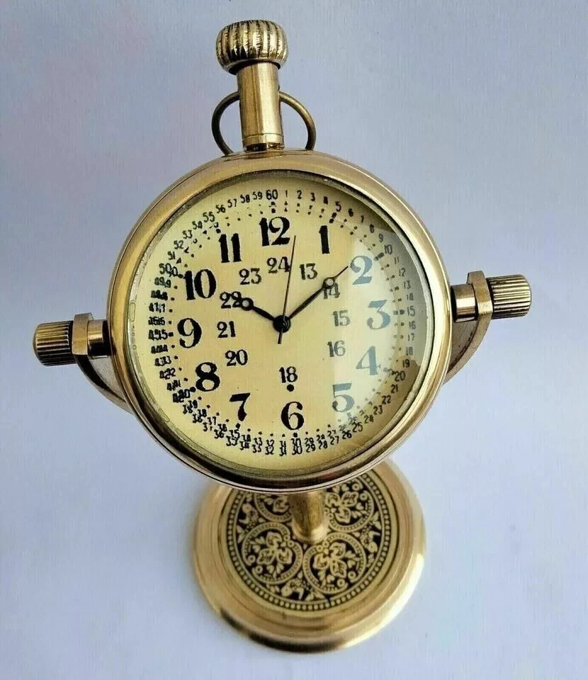 Antique Vintage Brass Desk Table Clock - Image 2