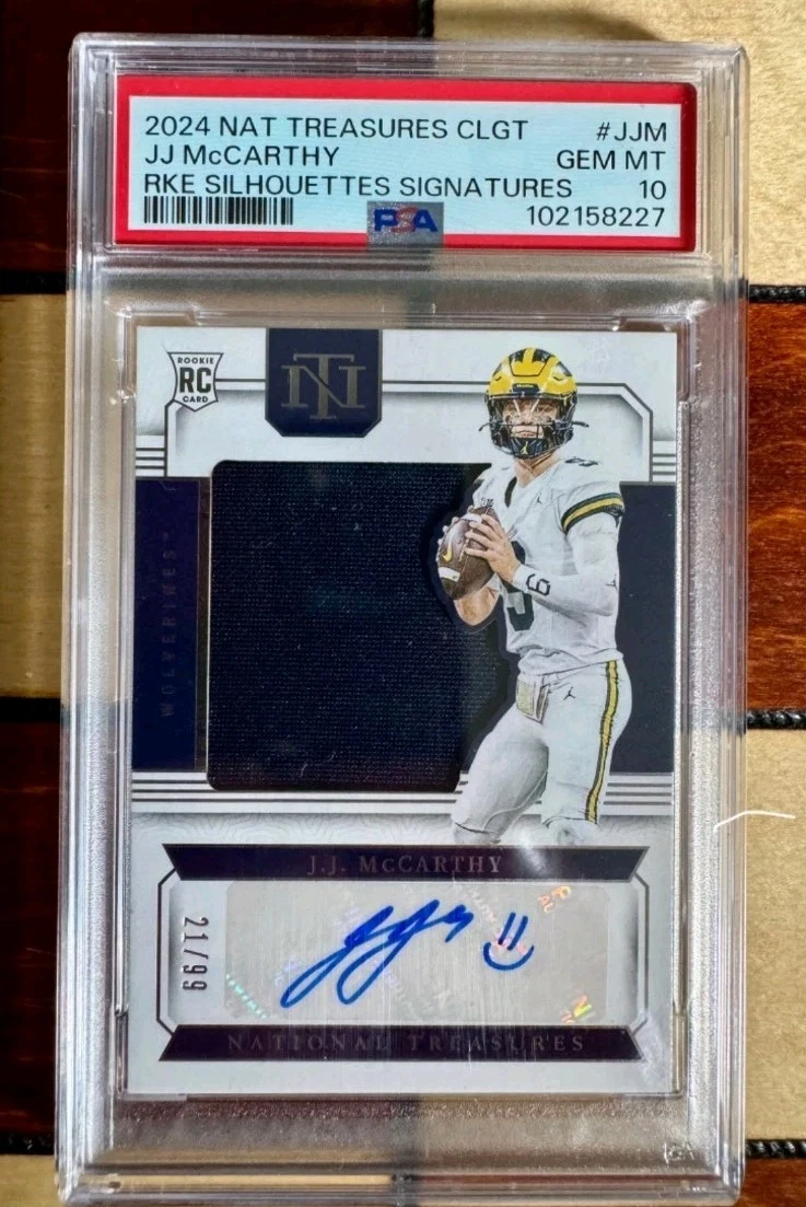 JJ McCarthy Panini National Treasures Collegiate Rookie Silhouettes Signatures #JJM Base