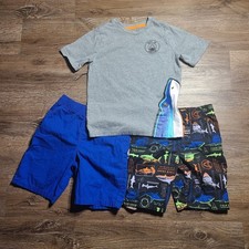 BOYS SZ 7 MULTI-COLOR SHARK OUTFIT BLUE ORANGE 3 PIECE SET SHARK WEEK VACATION