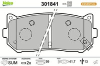 Valeo Bremsbelagsatz, Scheibenbremse 301841 FüR KIA