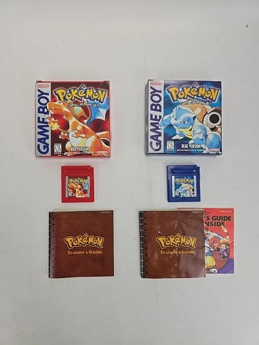Pokemon Red & Blue CIB AUTHENTIC Gameboy w/Cases - CLEAN Cartridges - Nintendo