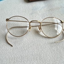 Ful-Vue Round Gold Filled Wire Rim Eyeglasses 1940s Metal Frame Vintage