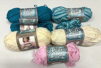 Destash I Love This Cotton Yarn 4 Full 3 Partial skeins Aqua Ivory Pink
