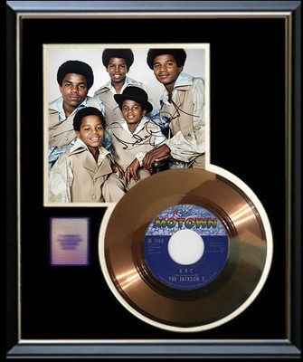 MICHAEL JACKSON 5 FIVE ABC GOLD RECORD RARE W-AUTOGRAPH PRINTED SIGNED