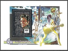 MNH 1995 Burkina Faso Elvis Souvenir Sheet w/Foil Embossed Stamp, Scott #993A**