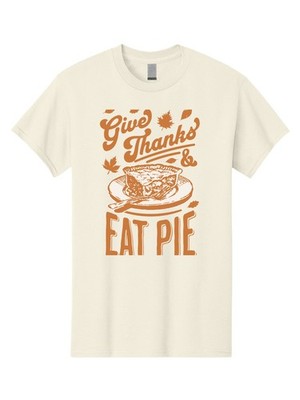 Give-Thanks-Eat-Pie Mens Graphic Tee,100% Cotton,Casual Summer Wear