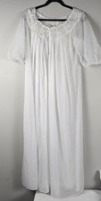 VTG Vanity Fair Sheer Chiffon Peignoir Set Negligee White Sz 32 Long Gown Robe
