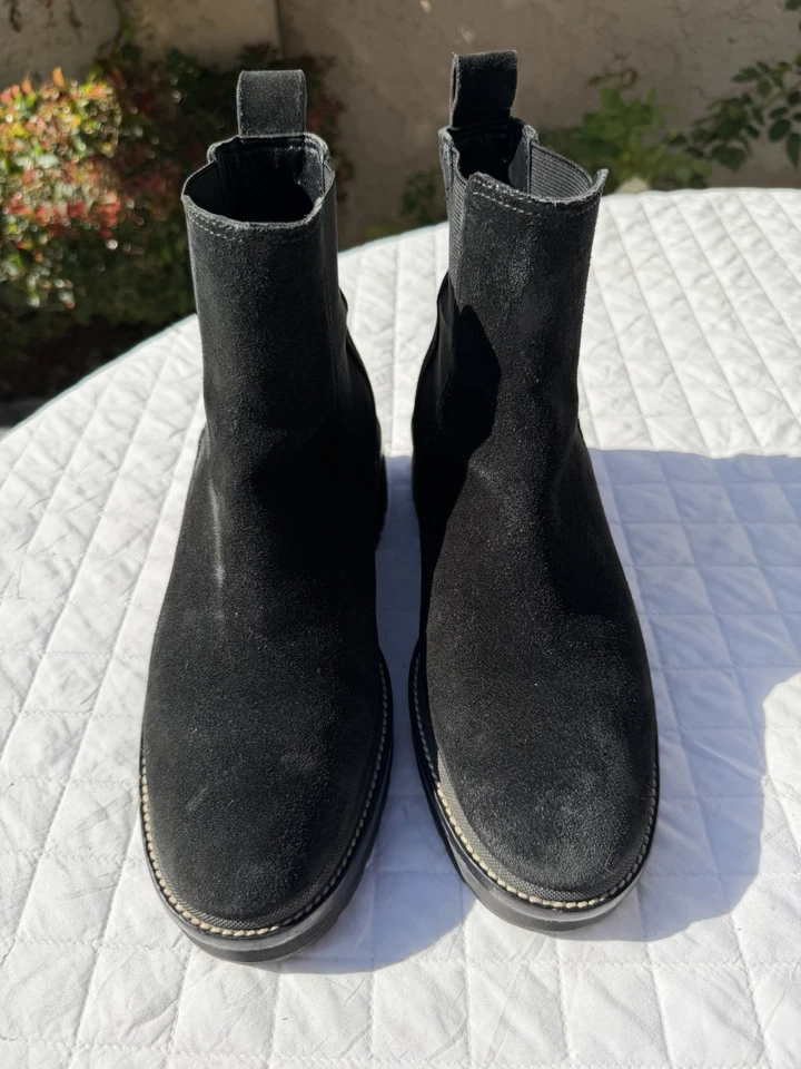 TORY BURCH Chelsea 50 mm Pull-On Negro Gamuza Suela Taco Botines Talla 8.5 M Bonitos Foto 3 de 4