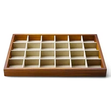 Oirlv 24 Grid Wood Jewelry Tray Microfiber Interior Jewelry Drawer Organizer ...